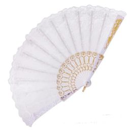Party Favour Vintage Fancy Dress Costume Chinese Costume Party Wedding Dancing Folding Lace Hand Fan black