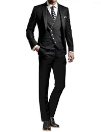 Men's Suits One Button 3 Piece Slim Suit Jacket Tux Vest & Trousers