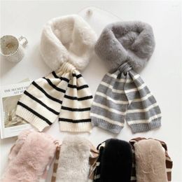 Scarves Knitting Stitching Fur Collar Imitation Cross Plush Scarf Fashion Winter Warm Thicken Neck Wrap Scarve D486