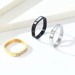 Wedding Rings DARHSEN Simple Women Statement Square Stainless Steel Black Silver Gold Colour Fashion Jewellery Large Size 6 7 8 9 10 11 12