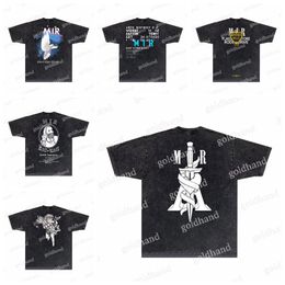 Retro T Shirt Mens Designer Summer Short Sleeve Tops Tied Brand Pattern Printed Tees Casual Women Breathable Shirt