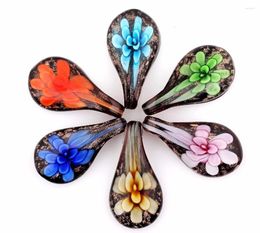 Pendant Necklaces Qianbei Flower Drop Fit Necklace Wholesale 6pcs Handmade Murano Lampwork Glass Mix Color Jewelry Gifts