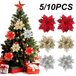 Christmas Decorations 510 pieces of glitter artificial flower tree decoration for lyrics wreaths and party decorations 231121