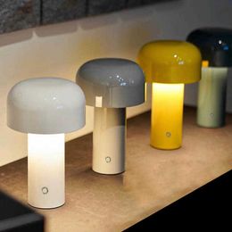 s Italian Mushroom Table Portable Wireless Touch Rechargeable USB Desk Lamp Desktop Decoration Bedroom Night Light AA230421