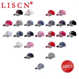 Wide Brim Hats 10pcs Mix Types Baseball Cap Casual Outdoor Sun Hat Cool Fashion Rhinestones Hip Hop Beach Wholesale Items K9147