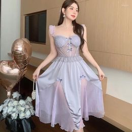 Women's Sleepwear Lace Hollow Out Nightgown Women Sleepshirt Ice Silk Home Wear Dress Summer Sexy Spaghetti Strap Dressing Gown Nightdress