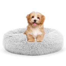 kennels pens Dog Bed Long Plush Dount Basket Calming Cat Beds Hondenmand Pet Kennel House Soft Fluffy Cushion Sleeping Bag Mat for Large Dogs 231120