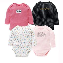 Rompers 4 PCS/LOT Soft Cotton Baby Bodysuits Long Sleeve born Baby Clothing Set Christmas Baby Girls Boys Clothes Infant Jumpsuit 231120