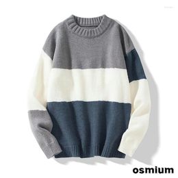 Men's Sweaters Boys Colorful Striped Sweater Oversize Men Autumn Winter Teen Couple Knitted Loose Knit Top XXL Pullover Knitwear