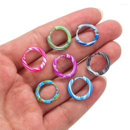 Hoop Earrings 6pcs Stainless Steel Enamel Huggie For Women Gold Color Tiny Round Circle Ear Hooks Earring Wholesale