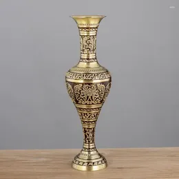 Vases Metal Flower Vase Vintage Home Decor Pewter Colour Tabletop Art Decoration Craft Antique Carved