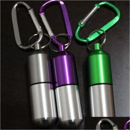 Storage Boxes Bins Portable Mini Aluminum Pill Case Medicine Box Holder Container Outdoor Keychain Waterproof Wholesale Za5302 Dro Dhnvk