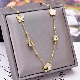 Pendant Necklaces Light Luxury Selling 316L Stainless Steel Butterfly Jewelry Necklace Girl Neckchain Collar Chain