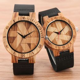 Wristwatches Irregular Windmill Shaped Geometric Cut Display Wooden Watch Clock Couple Wood Quartz Men Women Hours Reloj Hombre