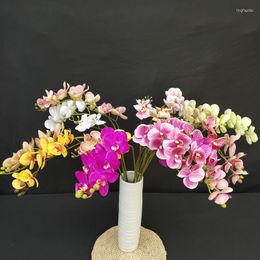 Decorative Flowers 10 Heads Simulation Butterfly Orchid Artificial 3D Real Touch Phalaenopsis Fake For Wedding Home Festival Decoration