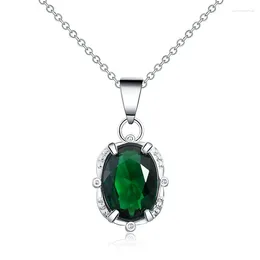 Pendants Exquisite High Quality 925 Sterling Silver Green Zircon Necklace Is Suitable Women's Fashion Wedding Party Charm Jewelry
