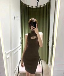 23ss summer dresses women designer Solid color Bag hip slimming knitted vest dress High quality