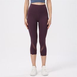 Active Pants Solid Colour Yoga Leggings Fitness Soft Plus Size High Waist Women Sports Mesh Stitching Breathable Comprehensive Training