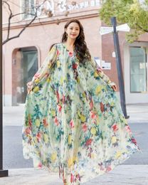 Plus Size Dresses Summer Floral Beach Holiday Travel Maxi Dress Bohemian Maternity Po Shoot Fashion Loose Chiffon Long Seaside