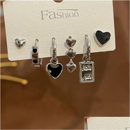 Stud Vintage Metal Tassel Chain Love Heart Earring Set Irregar Geometric Cherry Earrings For Women Gifts Jewellery Drop Delive Dhgarden Otgvl