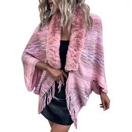 Scarves Fringed Cape Furry Collar Knit Shawl Woman Winter Scarf Fashion Female Shawls Cashmere Wraps Weave Cachecol