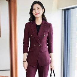 Women's Two Piece Pants High Quality Fabric Autumn Winter Women Business Suits Female Pantsuits Work Wear Office Ladies Professional Career