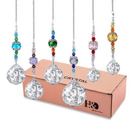 Garden Decorations H D 6pcs Crystal Garden Suncatchers Hanging Ornament Rainbow Maker Crystals Ball Prisms Pendant for Home Garden Window Decor 231120