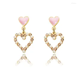 Stud Earrings YINGACC 925 Silver Needle South Korea Small Fresh Pink Love Long Dtyle Yemperament Rar Jewellery Accessories
