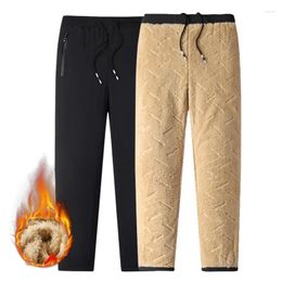 Men's Pants Winter Fleece Warm Men Joggers Casual Thicked Lambswool Straight Sweatpants Male Oversized Fashion Black Trousers