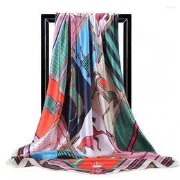 Scarves Silk Women Foulard 90 90cm Square Head Hijab Ladies Chiffon Shawl Wrap Muffler Pareo Bandanna Female Poncho Soft Muslim