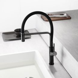 Kitchen Faucets Silicone Hose High Arc Bathroom Basin Sink Ceramic Valve 360 Degree Swivel Single Handle Water Tap
