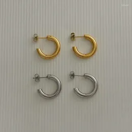 Hoop Earrings ES002 Fashion Simple Style C Ring Smooth Gold Plated And Silver Small Size