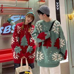 Men's Sweaters Couple Christmas Sweater Korean Winter Clothes Loose Round Neck Knitted Pullover Sweatshirt And Women Knitwears