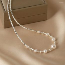 Choker Minar High Quality Freshwater Pearl Strand Beaded Necklaces For Women Silver Plated Copper Bling Water Wave Chain Chokers