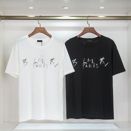 New men's T-shirt black and white classic graffiti messy letters printed brand fashion casual round neck all cotton short sleeve women short sleeve3XL
