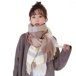 Scarves Lady Wide Scarf Stylish Women's Winter Striped Design Tassel Accents Lightweight Warm Neck Wrap For Cold Weather