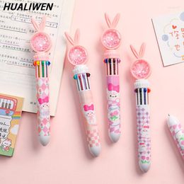 Cartoon 10-color Ballpoint Pen Student Press Type One-touch Examination Office Multi-color Signature