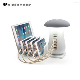 Night Lights Multi 5 Port Charging Dock Tablet QC 3.0 Quick Charge Desktop Station Lamp Multiple Usb Fast Phone Charger EU US UK AU Plug