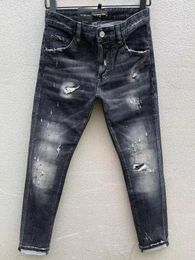 DSQ PHANTOM TURTLE Men's Jeans Mens Italian Designer Jeans Skinny Ripped Cool Guy Causal Hole Denim Fashion Brand Fit Jeans Men Washed Pants 65205
