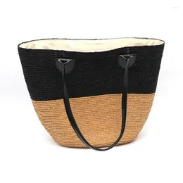 Evening Bags Straw Bag Simple And Fresh Colour Matching Single Shoulder Oblique Straddle Portable Woven Large