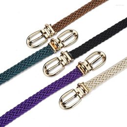 Belts Women Braided Elastic Belt Designer Gold Buckle Braid Waist Fashion Colours Party For Female Dresses String Waistband