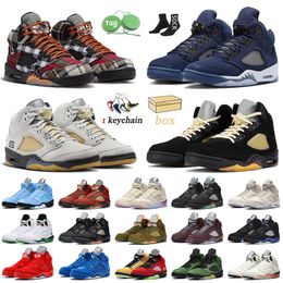 2024 JUMPMAN 5 Mens Basketball Shoes Plaid Midnight Navy 5s A Ma Maniere Dawn Craft Aqua Lucky Green UNC DJ Khaled Sail Trainers Racer Blue Burgundy Olive Sneakers