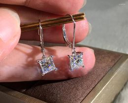 Dangle Earrings Simple And Exquisite Quality Square Zircon European American Style Show Face Thin Ear Accessories