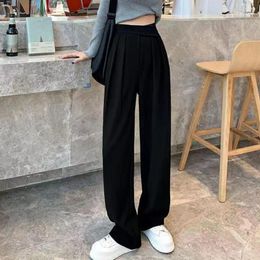 Women's Pants Women Suit Loose Classic OL Commute Female High Waist Fasten Tape Adjustable Lady Formal Trousers