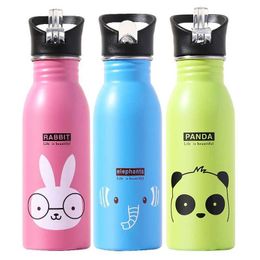 Mugs 500ml Children Stainless Steel Sports Water Bottles Portable Outdoor Cycling Camping Bicycle Bike Kettle Z0420