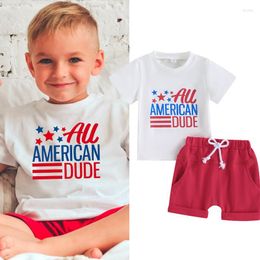 Clothing Sets FOCUSNORM Independence Days Baby Boys Clothes 2PCS Short Sleeve Letter Star Print Tops Drawstring Shorts