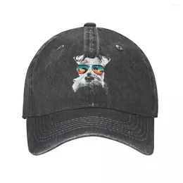 Ball Caps Miniature Schnauzer With Glasses Baseball Cap Sunglasses Vintage Distressed Denim Hat Casual Outdoor Summer Soft Headwear