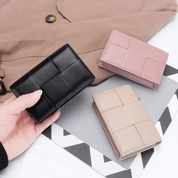 Card Holders Sheepskin Braided Holder Women Bifold Leather Bank Case Wallets Coin Purse Men Unisex Business Name Bag