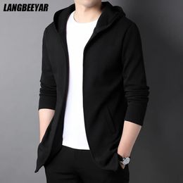 Mens Jackets High End Brand Designer Casual Fashion Stand Collar Korean Style Zipper For Men Solid Colour Hooded Coats Clothes 231120