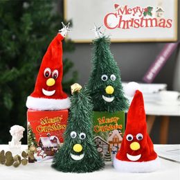 Christmas Decorations 1pc Swing Singing Tree Hat Happy Year Electric Glowing Music Plush Cap Funny Toy Gift For Kid Xmas Home Decoration 231120